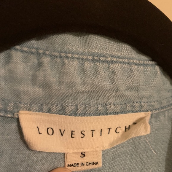 Lovestitch high low short sleeve button up cropped - Picture 3 of 5